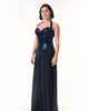 MIRAGE Navy Sequin Halter Evening Dress