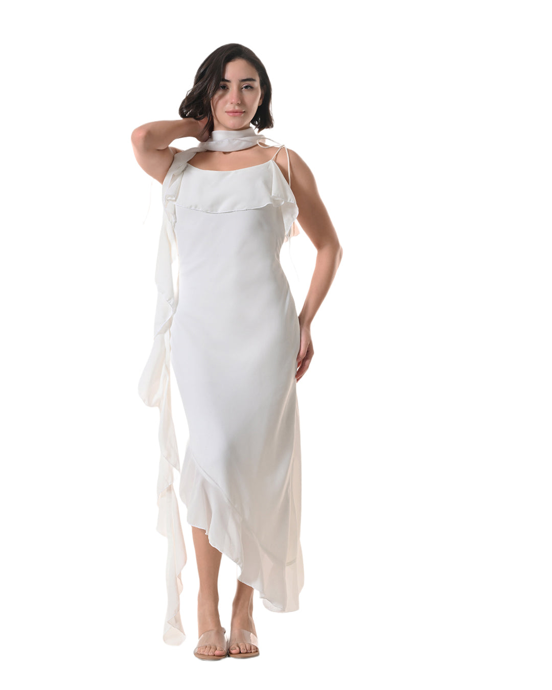 CELESTE white Georgette Western Dress