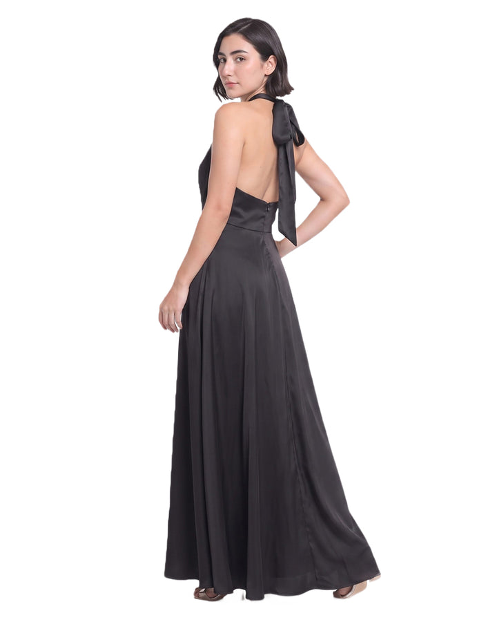 SAMAIRA, Tailored Fit Satin Western Wear Dress (Black)
