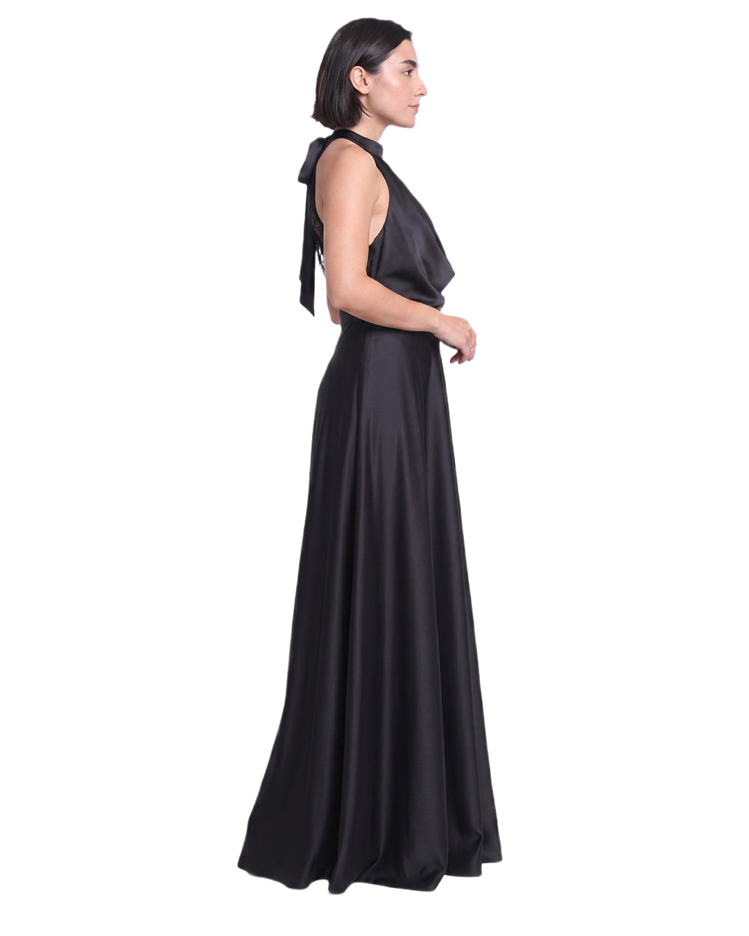 SAMAIRA, Tailored Fit Satin Western Wear Dress (Black)