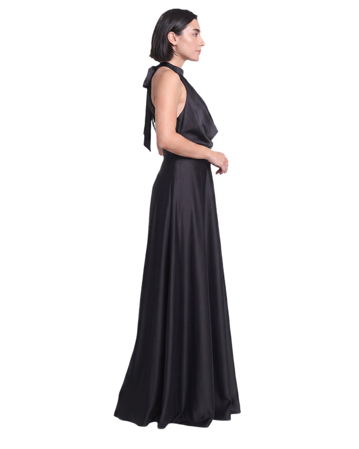 SAMAIRA, Tailored Fit Satin Western Wear Dress (Black)
