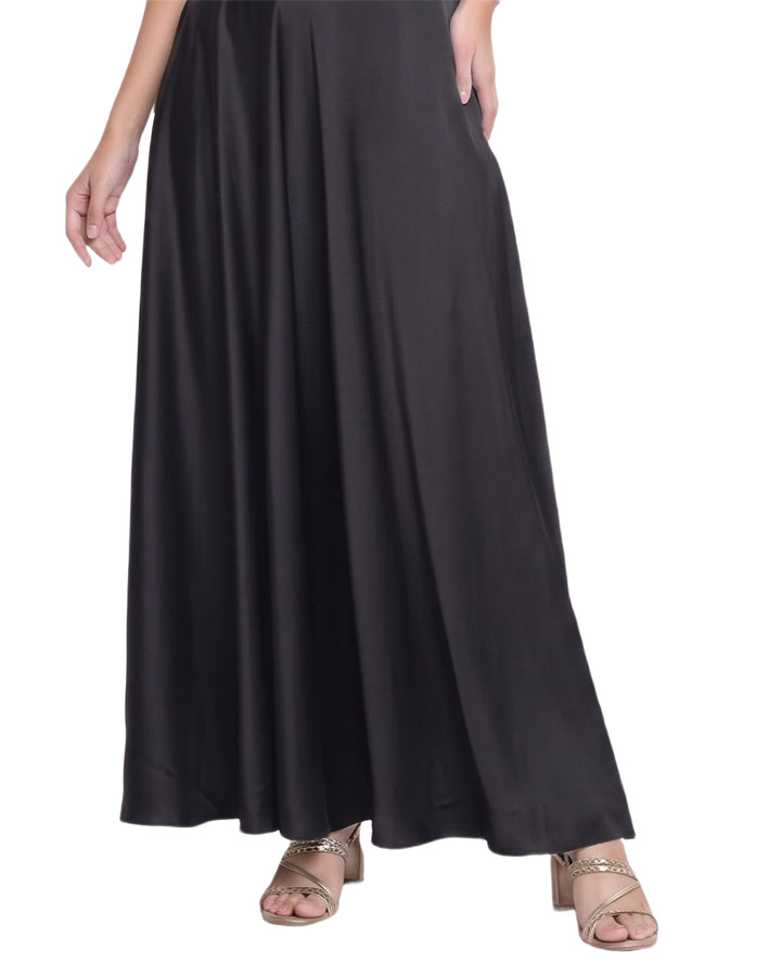 SAMAIRA, Tailored Fit Satin Western Wear Dress (Black)