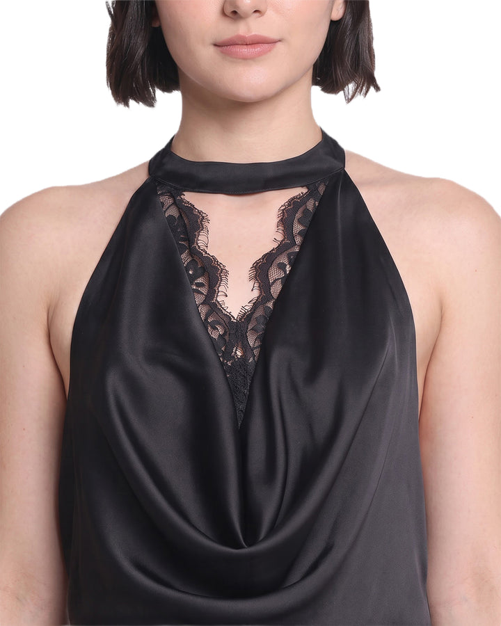 SAMAIRA, Tailored Fit Satin Western Wear Dress (Black)