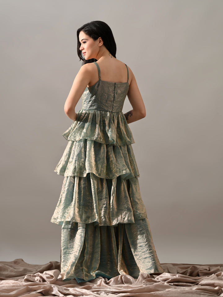 Isabelle Chiffon Cape Dress (Blue)