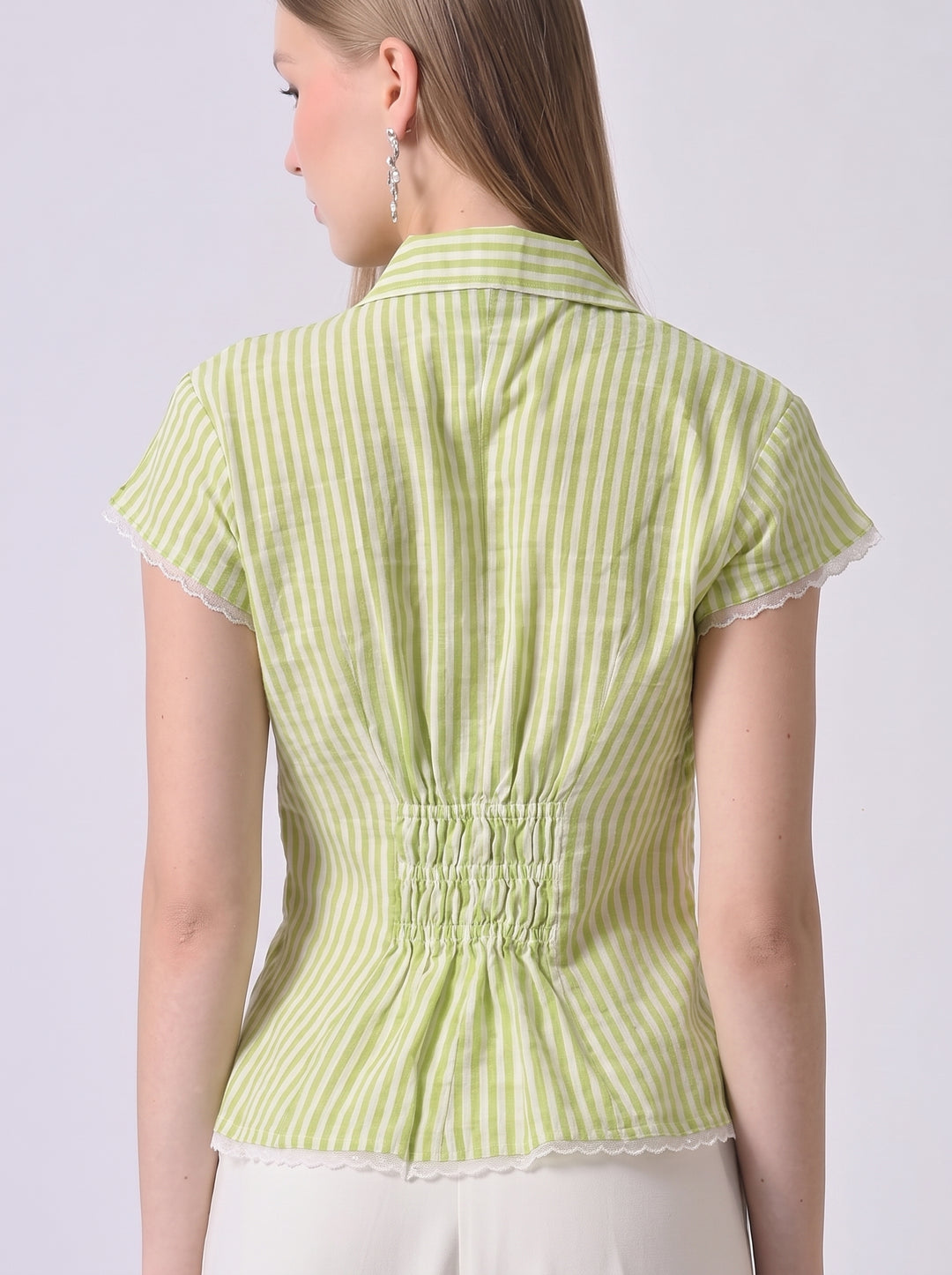 LACY GINGHAM CHECK SHIRT (Green)