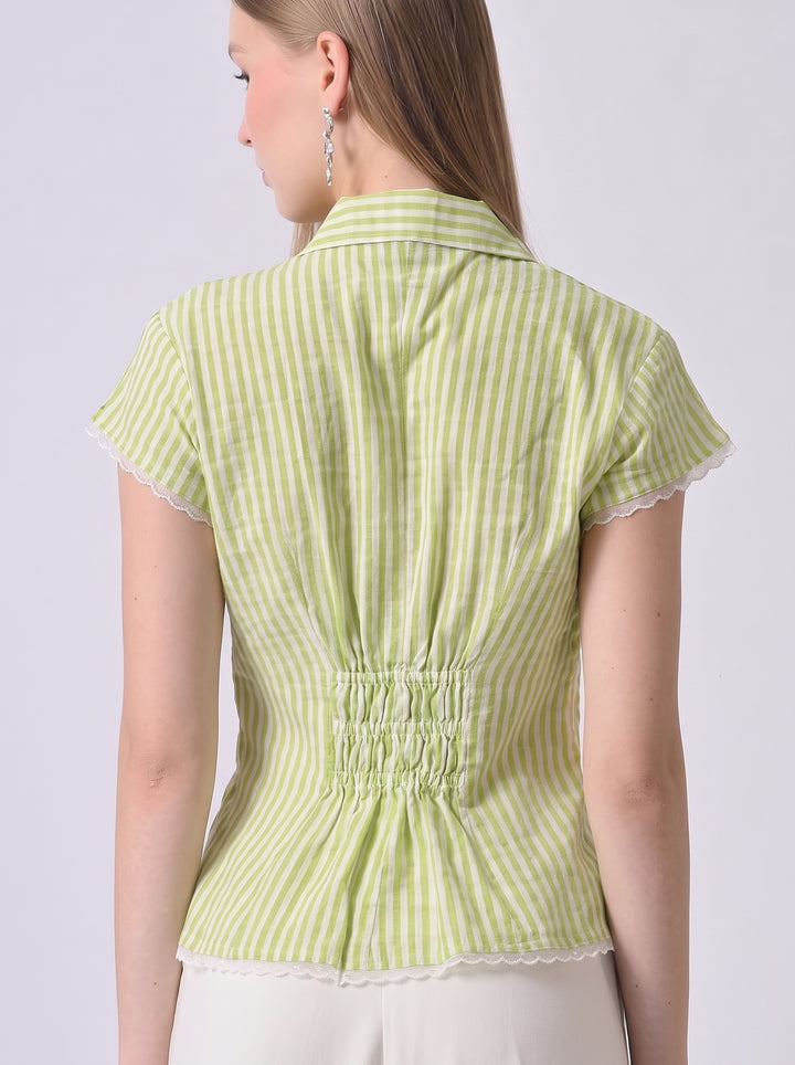 LACY GINGHAM CHECK SHIRT (Green)