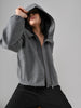 LIGHT GREY DRILL FELT CROP OVERSIZED JACKET (LIGHT GREY)
