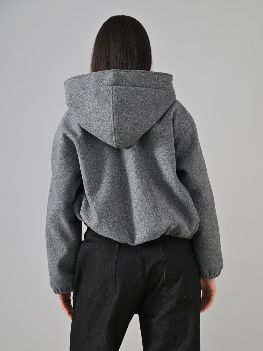 LIGHT GREY DRILL FELT CROP OVERSIZED JACKET (LIGHT GREY)