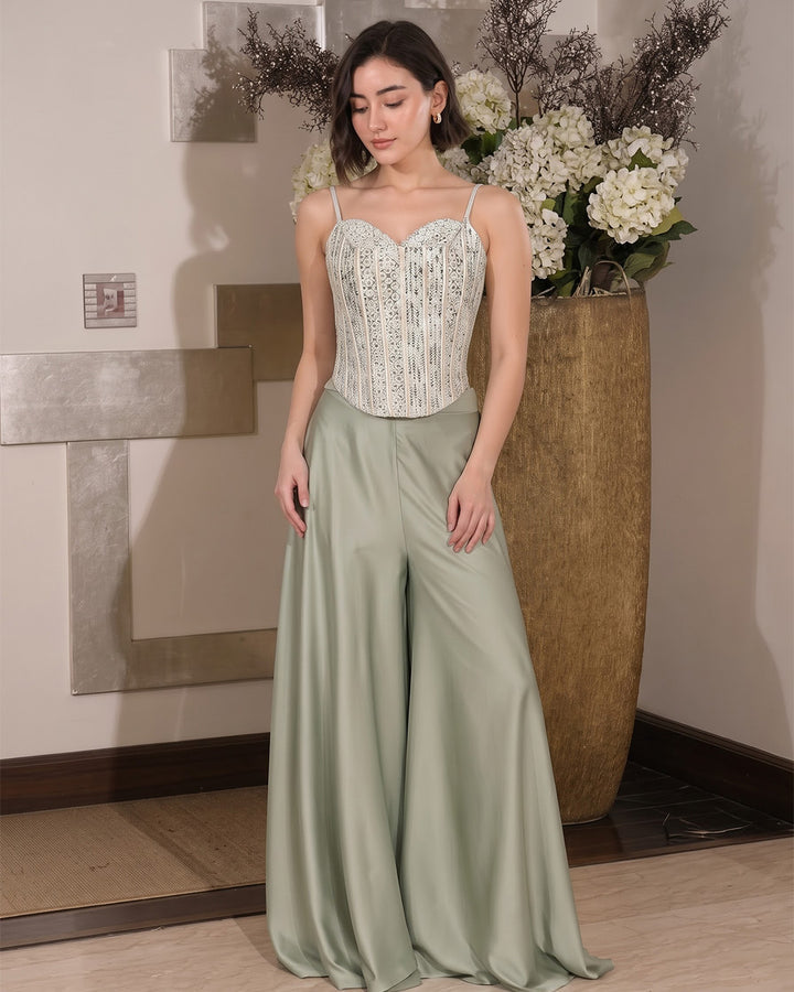Kalki, Slim Fit Indo western Sharara set (Pista Green)
