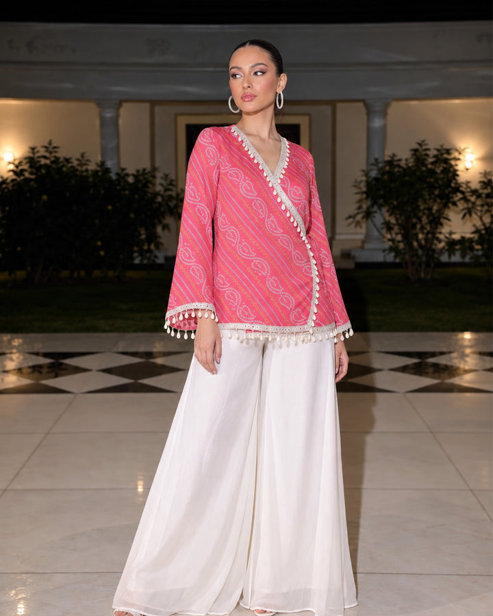 Kiara, Bandhani, Indo-Western sharara set (PINK)