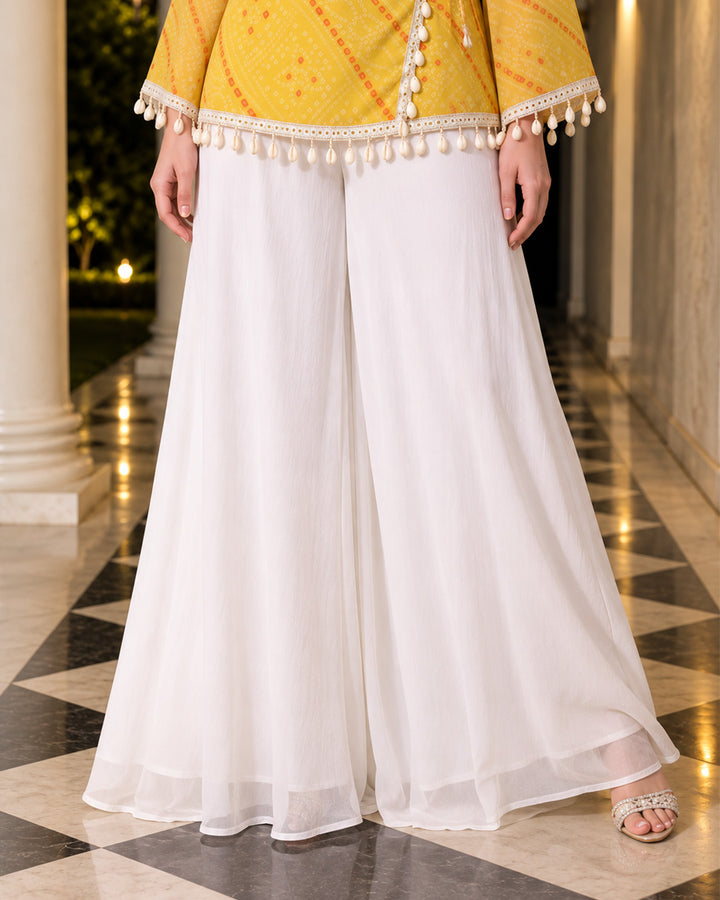 Kiara, Bandhani, Indo-Western angrakha sharara set(YELLOW)