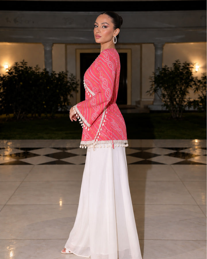 Kiara, Bandhani, Indo-Western sharara set (PINK)