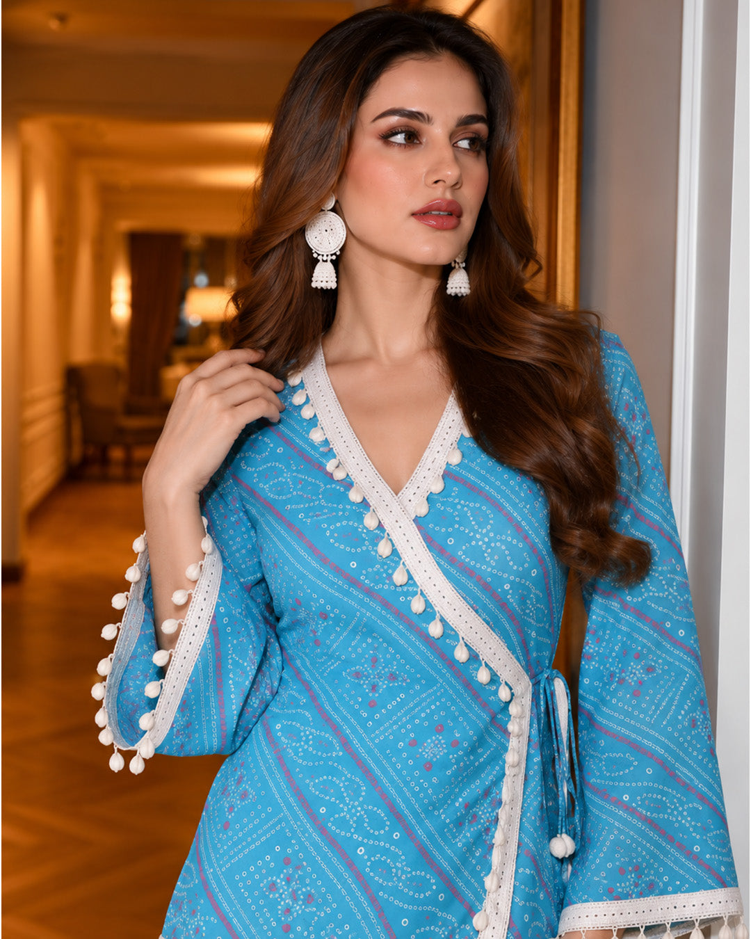 Kiara, Bandhani, Indo-Western sharara set(BLUE)