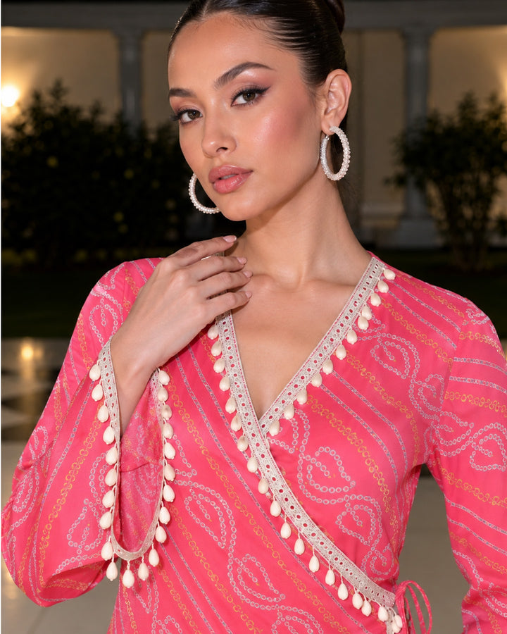 Kiara, Bandhani, Indo-Western sharara set (PINK)