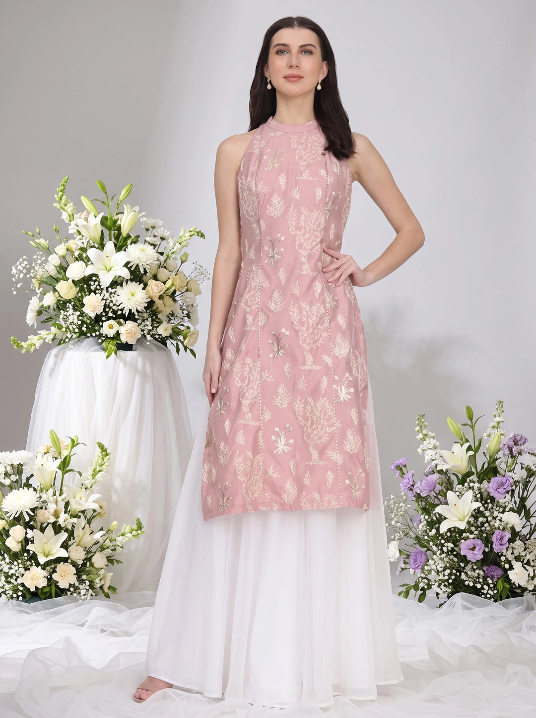 Ashna, Sharara Indo western set (Pink).