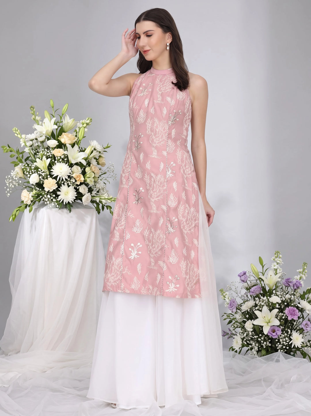 Ashna, Sharara Indo western set (Pink).