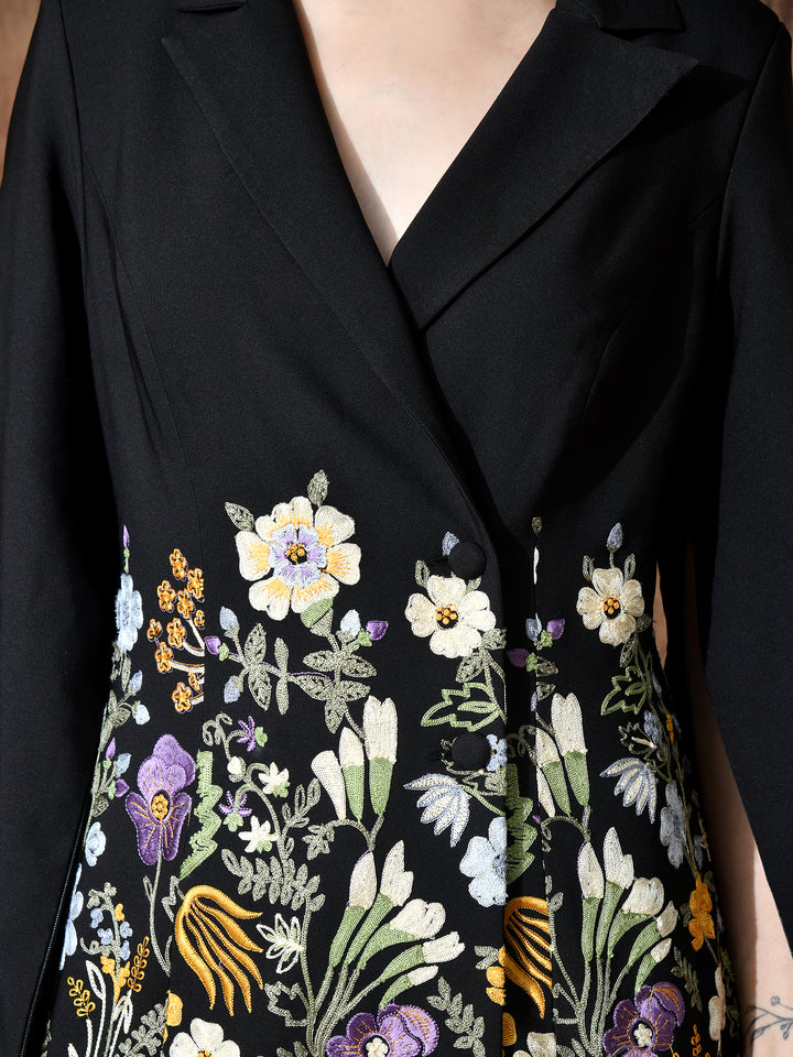 Rosalie Embroidered Banana Crepe Co-ord Set (Black)