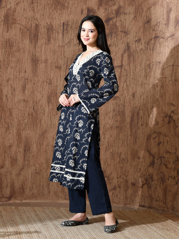 Rumi cambric kurta set in (Dark Blue)
