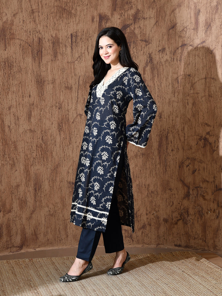 Rumi cambric kurta set in (Dark Blue)