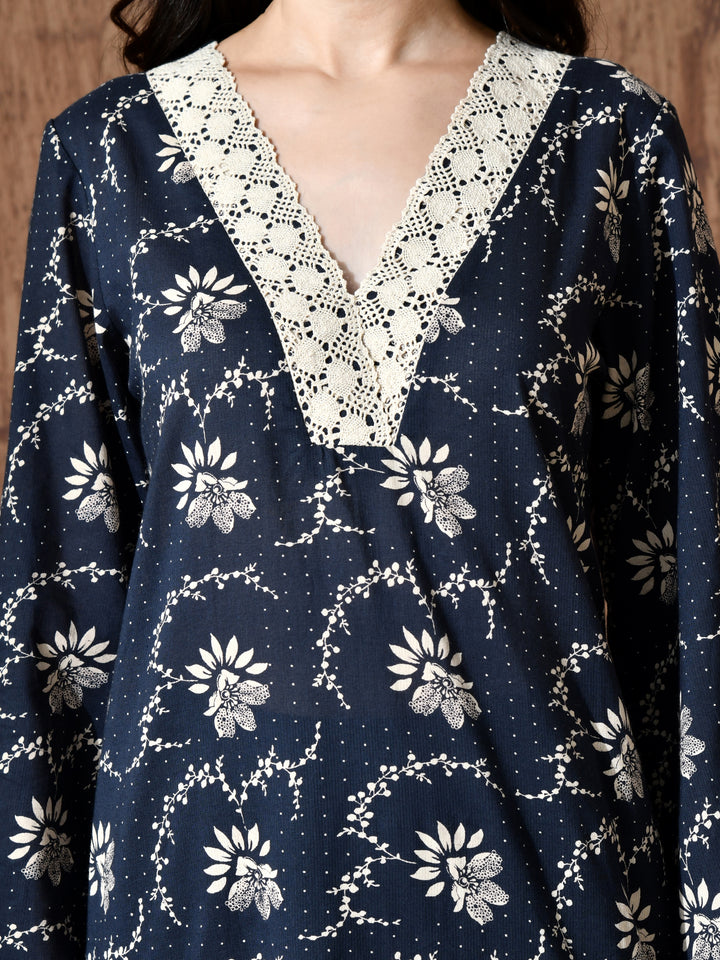 Rumi cambric kurta set in (Dark Blue)