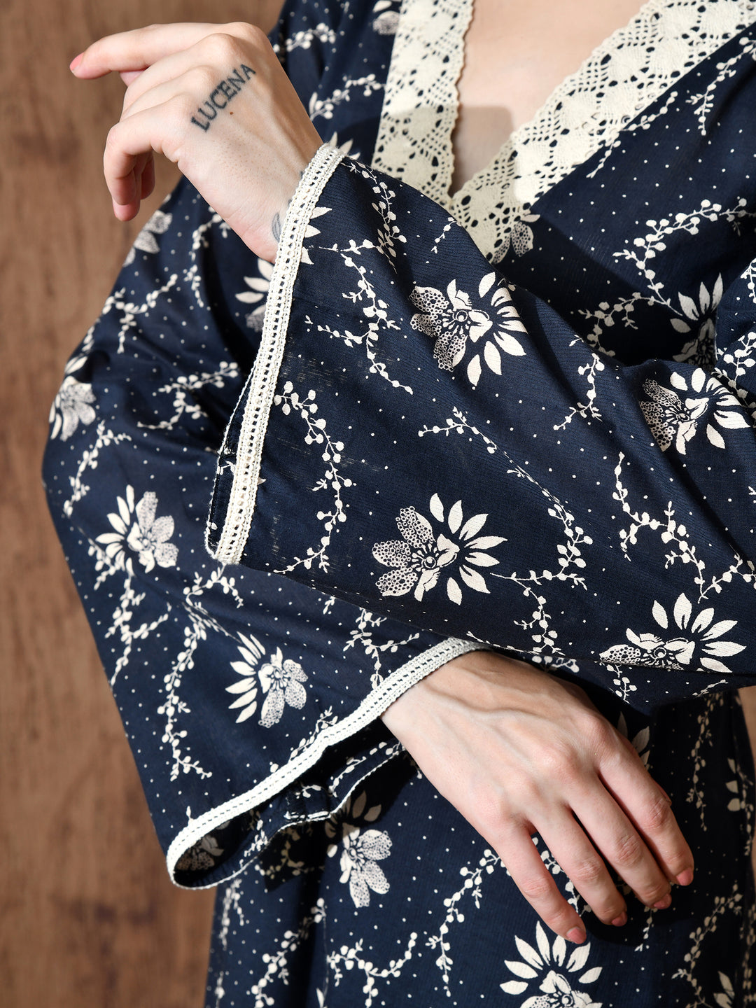 Rumi cambric kurta set in (Dark Blue)