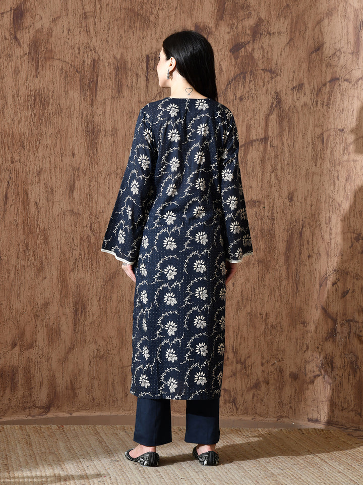 Rumi cambric kurta set in (Dark Blue)