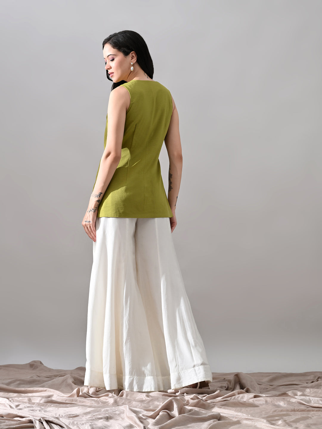 Sayashi Suede Sharara Set (Lime)