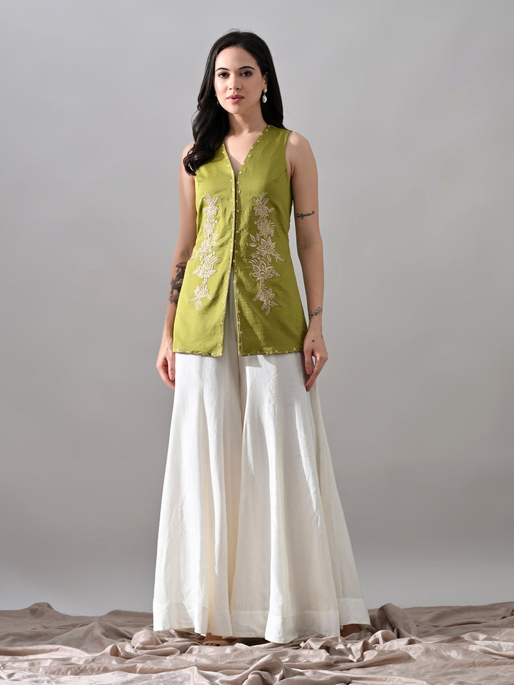 Sayashi Suede Sharara Set (Lime)