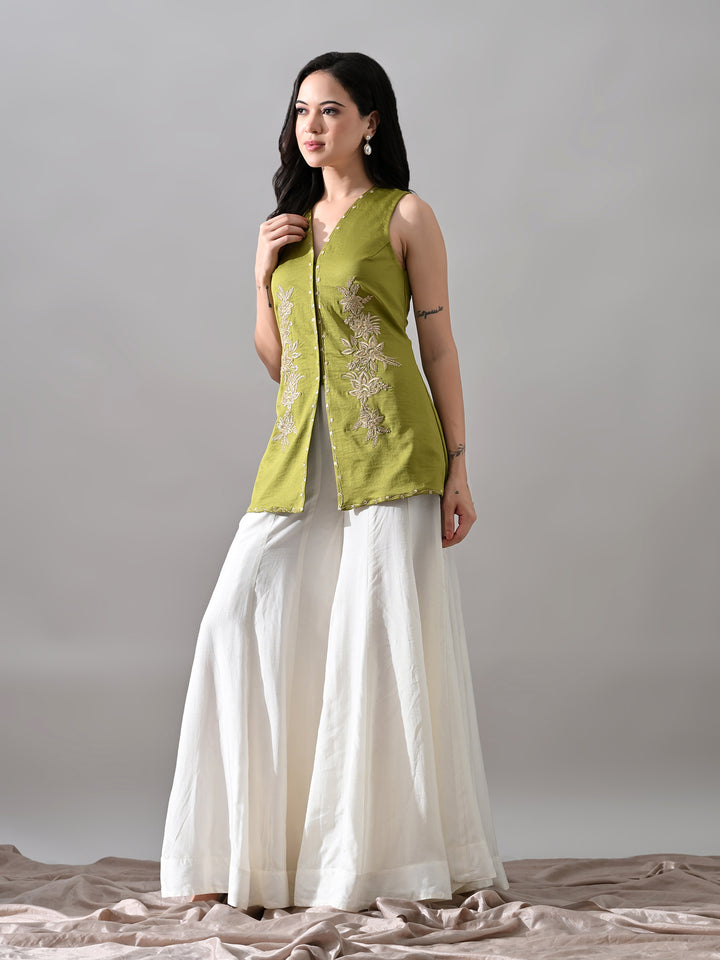 Sayashi Suede Sharara Set (Lime)