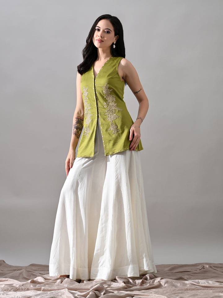 Sayashi Suede Sharara Set (Lime)