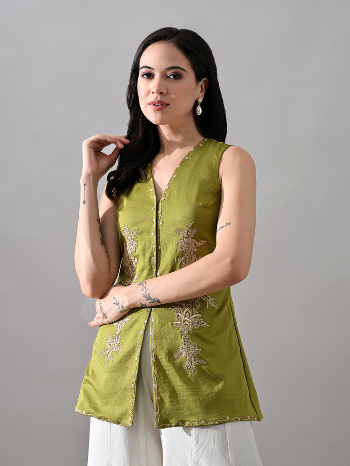 Sayashi Suede Sharara Set (Lime)