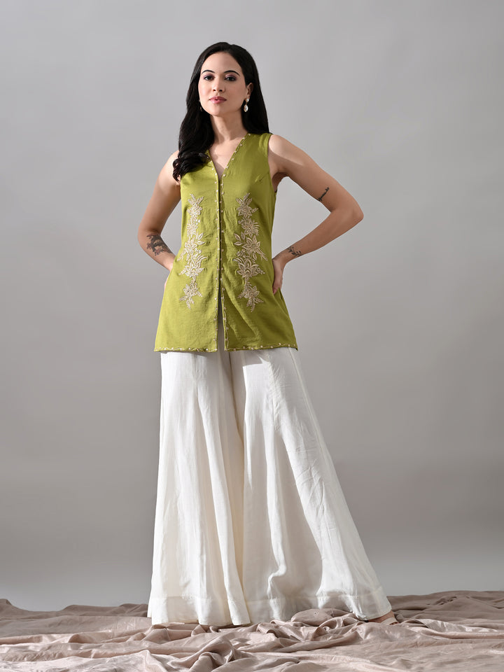 Sayashi Suede Sharara Set (Lime)