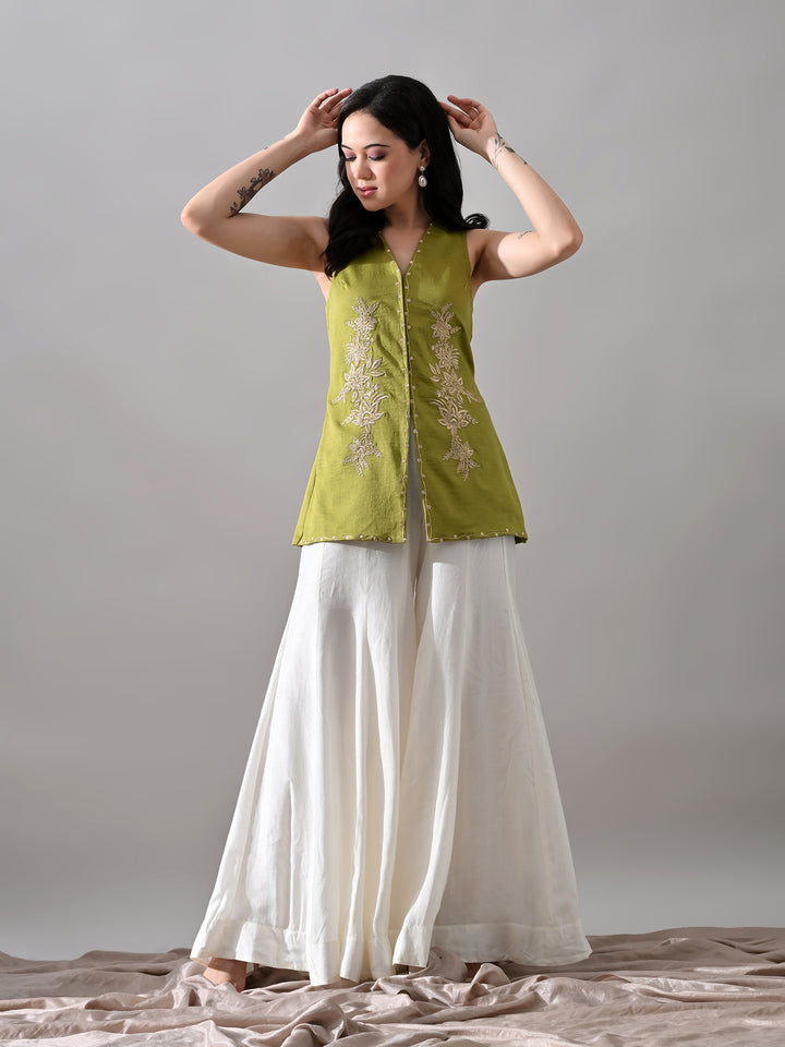 Sayashi Suede Sharara Set (Lime)
