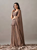 Sophia Embroidered Net Indo-Western Sharara Set (Brown)