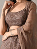 Sophia Embroidered Net Indo-Western Sharara Set (Brown)