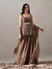 Sophia Embroidered Net Indo-Western Sharara Set (Brown)