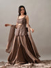 Sophia Embroidered Net Indo-Western Sharara Set (Brown)