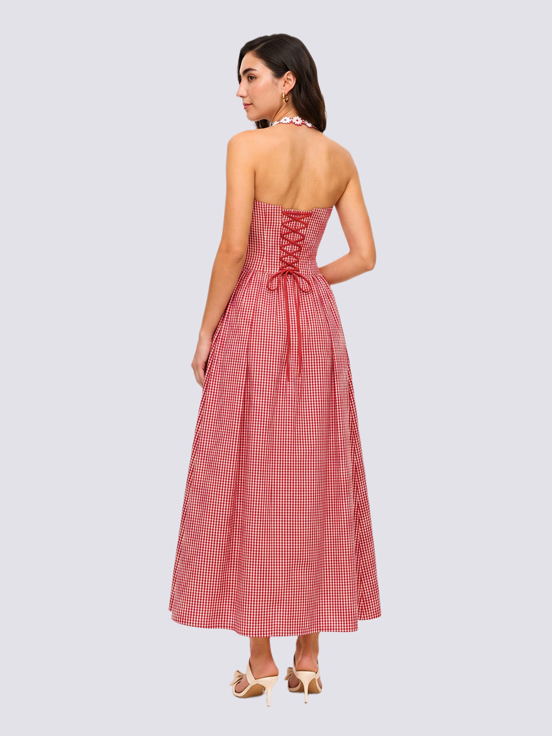 TESSA Red Gingham Midi Dress