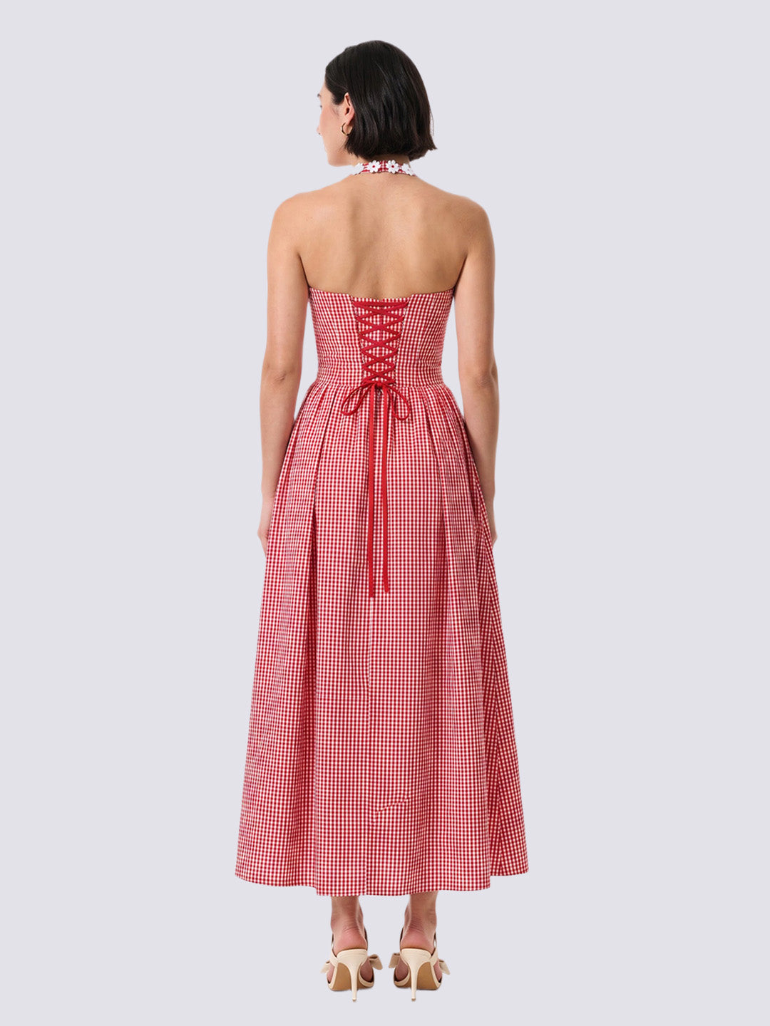 TESSA Red Gingham Midi Dress