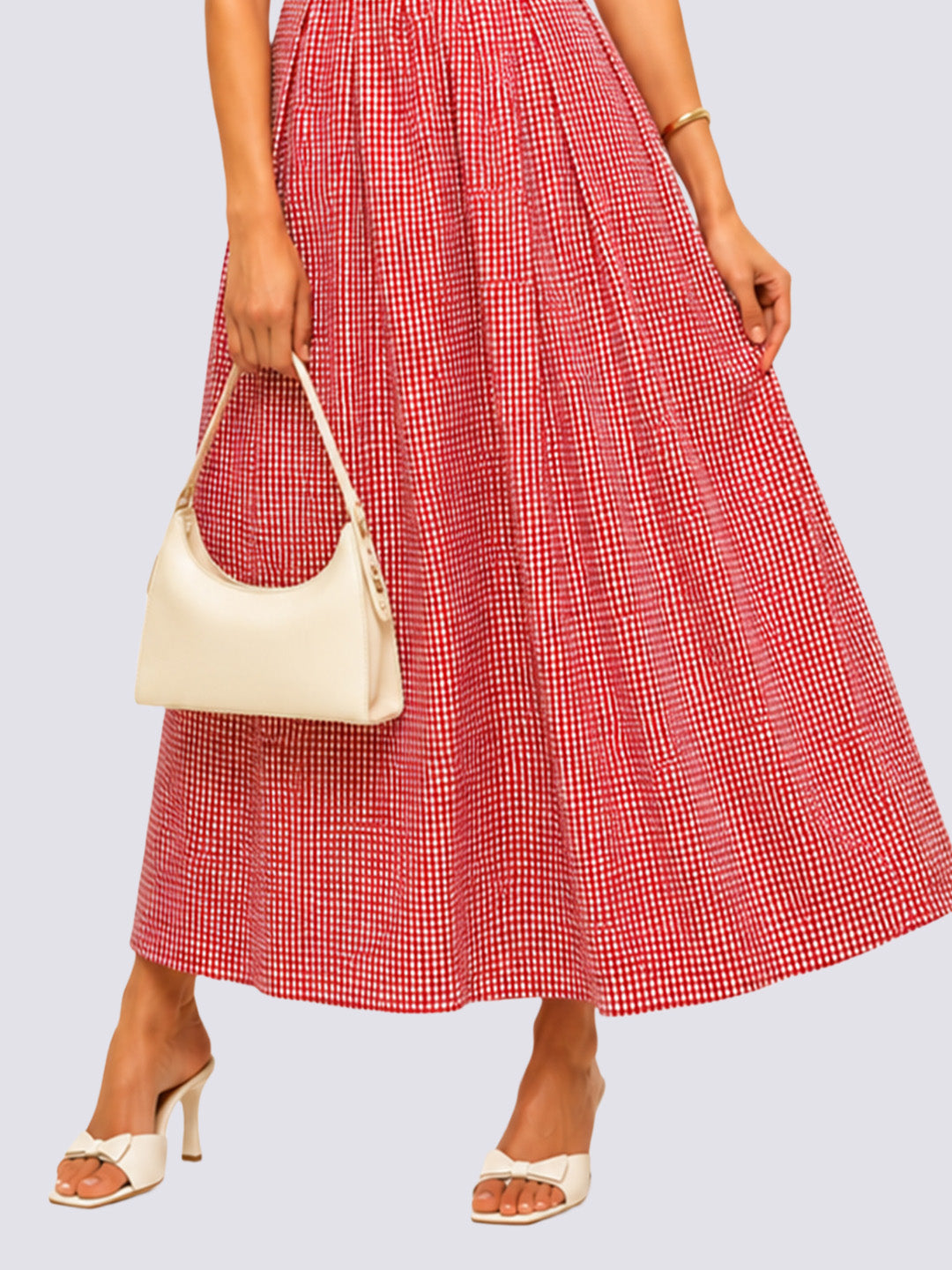 TESSA Red Gingham Midi Dress