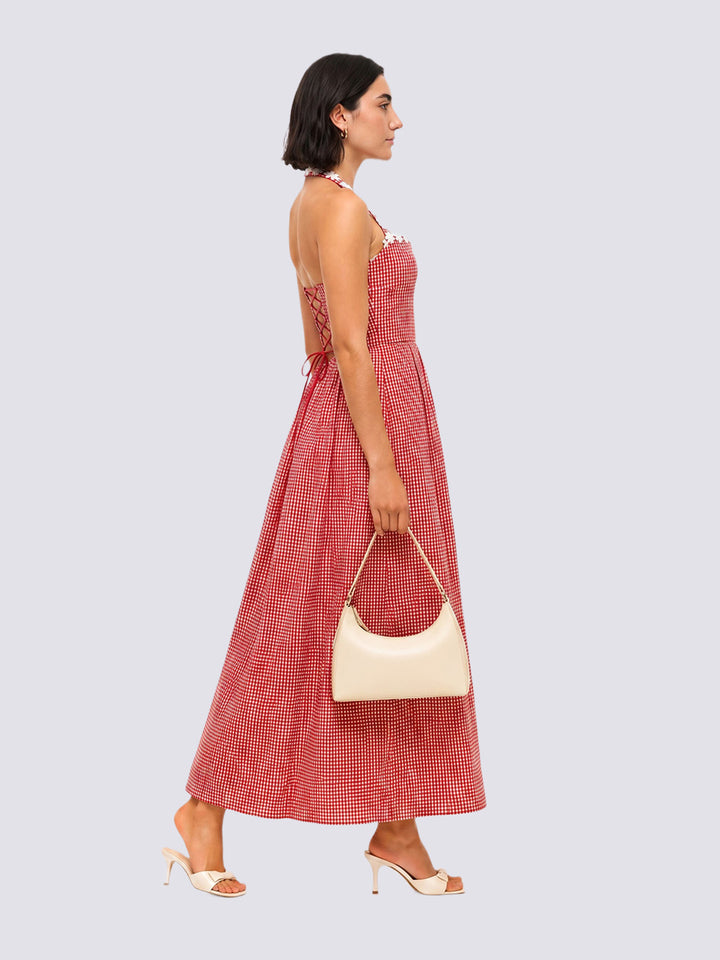 TESSA Red Gingham Midi Dress