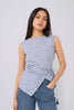 Selah Polka Dot Cotton Blend Top (Blue)