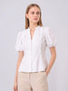 Ilha Ruffle Puff Sleeve Cotton Top (White)