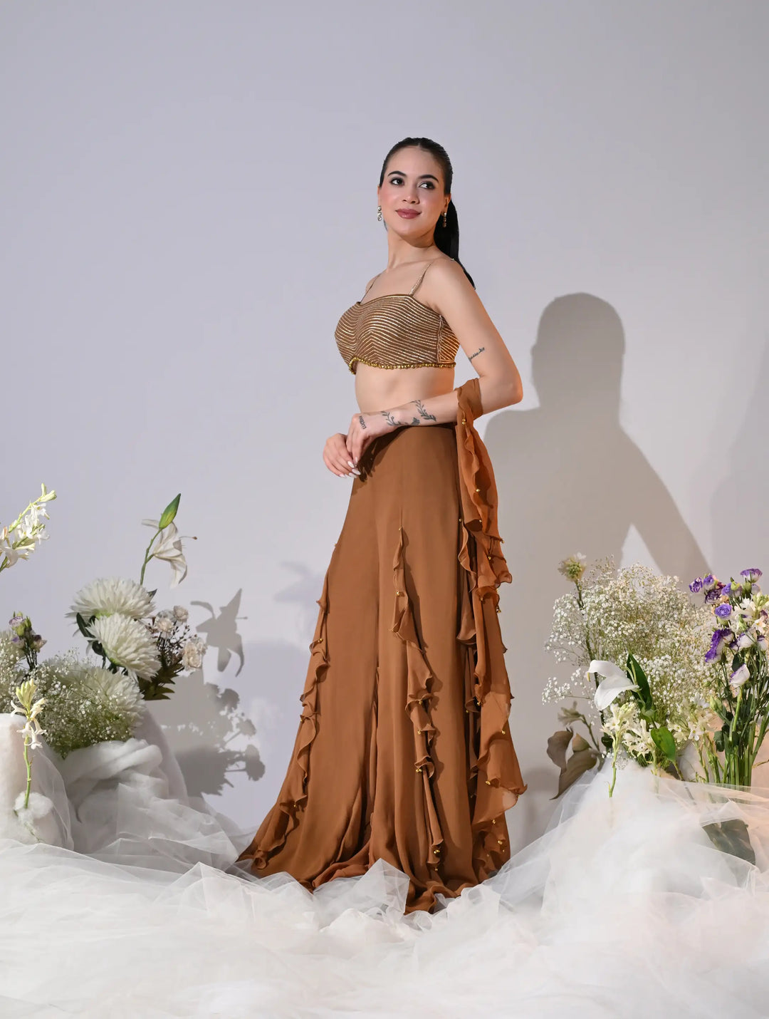 Shae Dirty Brown Georgette Set