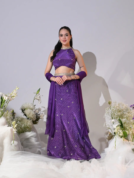 Valeriya Ultra Violet Crepe Lehenga Set