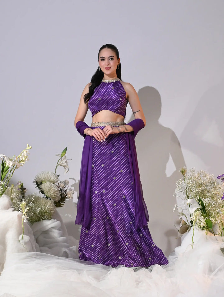 Valeriya Ultra Violet Crepe Lehenga Set