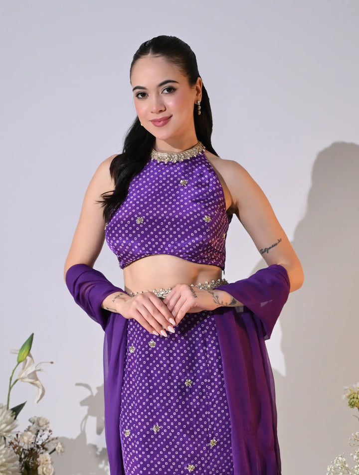 Valeriya Ultra Violet Crepe Lehenga Set