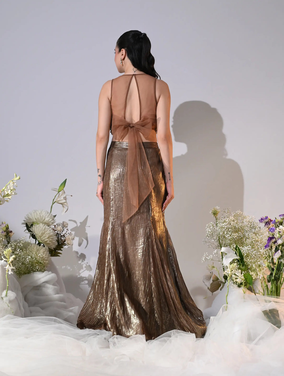 Alivent Metallic Bronze Shimmer Lehenga Set