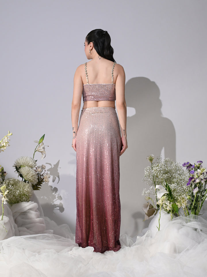 Lyana Shimmer Ombre Skirt Set (Purple)