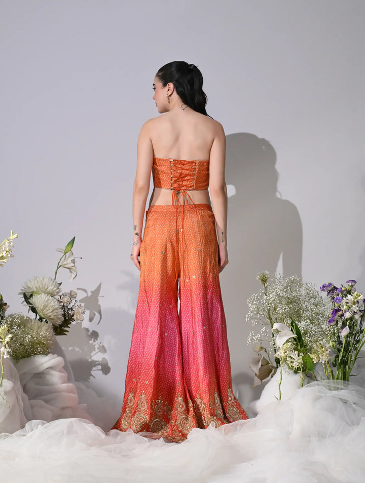 Reyna Pink &amp; Orange Ombre Lehenga Set